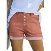 imageSidefeel Womens Jean Shorts High Waisted Stretchy Buttoned Folded Hem Zimbaplatinum Denim ShortsMineral Red