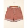 imageSidefeel Womens Jean Shorts High Waisted Stretchy Buttoned Folded Hem Zimbaplatinum Denim ShortsMineral Red