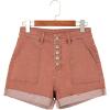 imageSidefeel Womens Jean Shorts High Waisted Stretchy Buttoned Folded Hem Zimbaplatinum Denim ShortsMineral Red