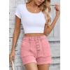 imageSidefeel Womens Jean Shorts High Waisted Stretchy Buttoned Folded Hem Zimbaplatinum Denim ShortsPink