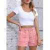 imageSidefeel Womens Jean Shorts High Waisted Stretchy Buttoned Folded Hem Zimbaplatinum Denim ShortsPink