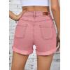 imageSidefeel Womens Jean Shorts High Waisted Stretchy Buttoned Folded Hem Zimbaplatinum Denim ShortsPink