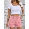 imageSidefeel Womens Jean Shorts High Waisted Stretchy Buttoned Folded Hem Zimbaplatinum Denim ShortsPink