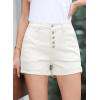 imageSidefeel Womens Jean Shorts High Waisted Stretchy Buttoned Folded Hem Zimbaplatinum Denim ShortsWhite