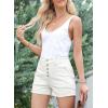 imageSidefeel Womens Jean Shorts High Waisted Stretchy Buttoned Folded Hem Zimbaplatinum Denim ShortsWhite