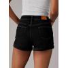 imageSidefeel Womens Jean Shorts High Waisted Stretchy Casual Rolled Hem Zimbaplatinum Denim ShortsBlack