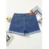 imageSidefeel Womens Jean Shorts High Waisted Stretchy Casual Rolled Hem Zimbaplatinum Denim ShortsBlue
