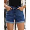 imageSidefeel Womens Jean Shorts High Waisted Stretchy Casual Rolled Hem Zimbaplatinum Denim ShortsBlue