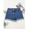 imageSidefeel Womens Jean Shorts High Waisted Stretchy Casual Rolled Hem Zimbaplatinum Denim ShortsBlue