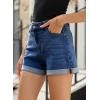 imageSidefeel Womens Jean Shorts High Waisted Stretchy Casual Rolled Hem Zimbaplatinum Denim ShortsBlue