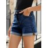 imageSidefeel Womens Jean Shorts High Waisted Stretchy Casual Rolled Hem Zimbaplatinum Denim ShortsBluing