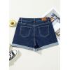 imageSidefeel Womens Jean Shorts High Waisted Stretchy Casual Rolled Hem Zimbaplatinum Denim ShortsBluing