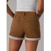 imageSidefeel Womens Jean Shorts High Waisted Stretchy Casual Rolled Hem Zimbaplatinum Denim ShortsBrown
