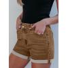 imageSidefeel Womens Jean Shorts High Waisted Stretchy Casual Rolled Hem Zimbaplatinum Denim ShortsBrown
