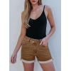 imageSidefeel Womens Jean Shorts High Waisted Stretchy Casual Rolled Hem Zimbaplatinum Denim ShortsBrown