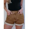 imageSidefeel Womens Jean Shorts High Waisted Stretchy Casual Rolled Hem Zimbaplatinum Denim ShortsBrown