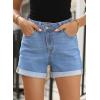 imageSidefeel Womens Jean Shorts High Waisted Stretchy Casual Rolled Hem Zimbaplatinum Denim ShortsLight Blue