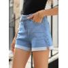 imageSidefeel Womens Jean Shorts High Waisted Stretchy Casual Rolled Hem Zimbaplatinum Denim ShortsLight Blue