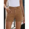 imageSidefeel Womens Jean Shorts High Waisted Stretchy Casual Zimbaplatinum Summer Denim Shorts with PocketsBrown