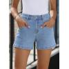 imageSidefeel Womens Jean Shorts High Waisted Stretchy Casual Zimbaplatinum Summer Denim Shorts with PocketsIceland Blue
