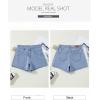imageSidefeel Womens Jean Shorts High Waisted Stretchy Casual Zimbaplatinum Summer Denim Shorts with PocketsIceland Blue