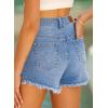 imageSidefeel Womens Jean Shorts High Waisted Stretchy Raw Hem Buttoned Split Denim ShortsSky Blue