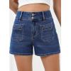imageSidefeel Womens Jean Shorts High Waisted Tummy Control Stretchy Summer Denim ShortsBluing