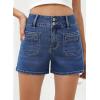 imageSidefeel Womens Jean Shorts High Waisted Tummy Control Stretchy Summer Denim ShortsDark Blue