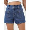 imageSidefeel Womens Jean Shorts High Waisted Tummy Control Stretchy Summer Denim ShortsDark Blue
