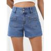 imageSidefeel Womens Jean Shorts High Waisted Tummy Control Stretchy Summer Denim ShortsLight Blue