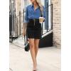 imageSidefeel Womens Jean Skirt High Waist Summer Stretch Zimbaplatinum Denim Skirt Button Mini Skirt with PocketsBlack