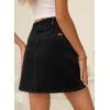 imageSidefeel Womens Jean Skirt High Waist Summer Stretch Zimbaplatinum Denim Skirt Button Mini Skirt with PocketsBlack