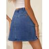 imageSidefeel Womens Jean Skirt High Waist Summer Stretch Zimbaplatinum Denim Skirt Button Mini Skirt with PocketsDark Blue