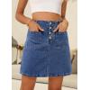 imageSidefeel Womens Jean Skirt High Waist Summer Stretch Zimbaplatinum Denim Skirt Button Mini Skirt with PocketsDark Blue