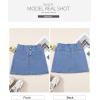 imageSidefeel Womens Jean Skirt High Waist Summer Stretch Zimbaplatinum Denim Skirt Button Mini Skirt with PocketsLight Blue