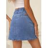 imageSidefeel Womens Jean Skirt High Waist Summer Stretch Zimbaplatinum Denim Skirt Button Mini Skirt with PocketsLight Blue
