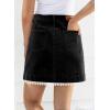 imageSidefeel Womens Jean Skirt High Waisted Stretch Casual Summer Zimbaplatinum Denim Skirt with PocketsA Black