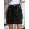 imageSidefeel Womens Jean Skirt High Waisted Stretch Casual Summer Zimbaplatinum Denim Skirt with PocketsBlack