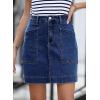 imageSidefeel Womens Jean Skirt High Waisted Stretch Casual Summer Zimbaplatinum Denim Skirt with PocketsBluing