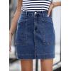 imageSidefeel Womens Jean Skirt High Waisted Stretch Casual Summer Zimbaplatinum Denim Skirt with PocketsDark Blue