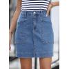imageSidefeel Womens Jean Skirt High Waisted Stretch Casual Summer Zimbaplatinum Denim Skirt with PocketsIceland Blue