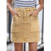 imageSidefeel Womens Jean Skirt High Waisted Stretch Casual Summer Zimbaplatinum Denim Skirt with PocketsKhaki