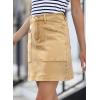 imageSidefeel Womens Jean Skirt High Waisted Stretch Casual Summer Zimbaplatinum Denim Skirt with PocketsKhaki