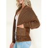 imageSidefeel Womens Plaid Short Cardigan Oversized Chunky Long Sleeve Knit Open Front Cardigan Sweaters with Pockets