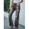 imageSidefeel Womens Ripped High Waisted Flared Jeans Wide Leg Destroyed Denim PantsL Black