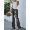 imageSidefeel Womens Ripped High Waisted Flared Jeans Wide Leg Destroyed Denim PantsL Black