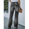 imageSidefeel Womens Ripped High Waisted Flared Jeans Wide Leg Destroyed Denim PantsL Black