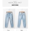 imageSidefeel Womens Ripped Jeans Straight Leg Loose Distressed Boyfriend Zimbaplatinum Denim PantsBeau Blue