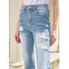 imageSidefeel Womens Ripped Jeans Straight Leg Loose Distressed Boyfriend Zimbaplatinum Denim PantsBeau Blue