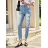 imageSidefeel Womens Ripped Jeans Straight Leg Loose Distressed Boyfriend Zimbaplatinum Denim PantsBeau Blue